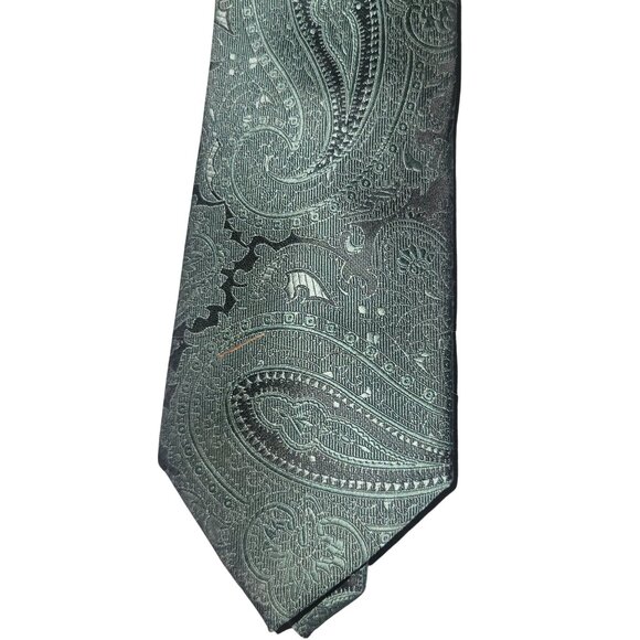 Haggar Mens Paisley Sage Green Tie One Size 100% Polyester New With Tags Stylish - Picture 5 of 5